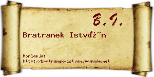 Bratranek István névjegykártya